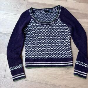 Purple & Cream Sweater. Size Juniors Medium